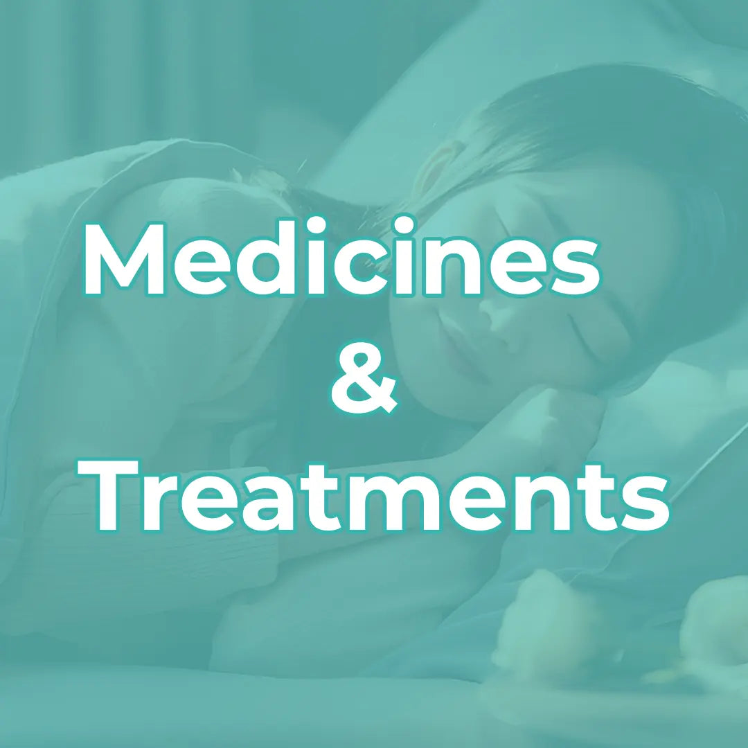 Woman peacefully sleeping on a bed, representing holistic and Ayurvedic sleep aids, including sleeping pills, natural sleep medications, and treatments for insomnia. Medicines & Treatments collection banner for better sleep solutions.