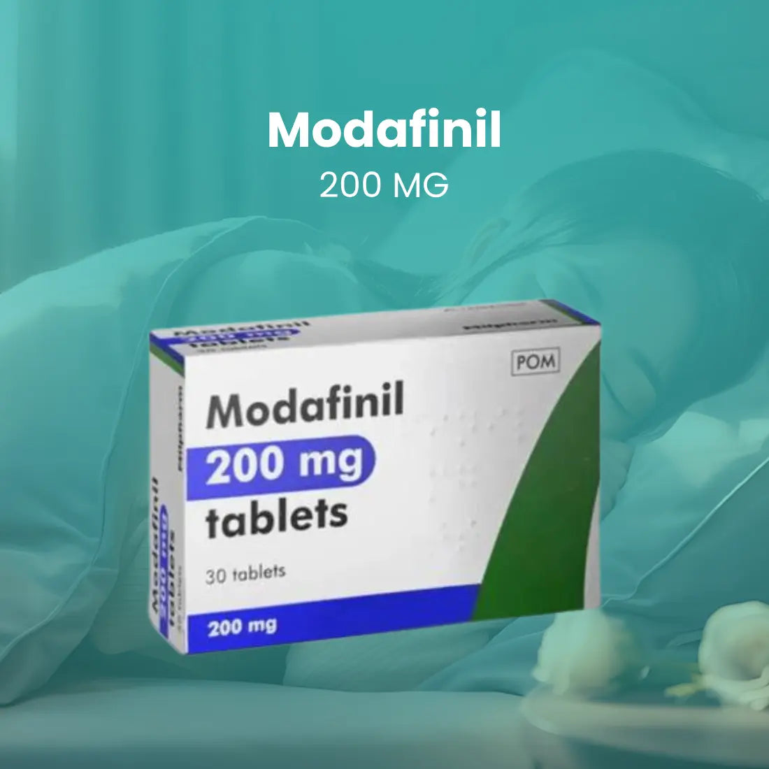 Close-up of Modafinil tablets in sealed packaging for secure delivery in the UK.